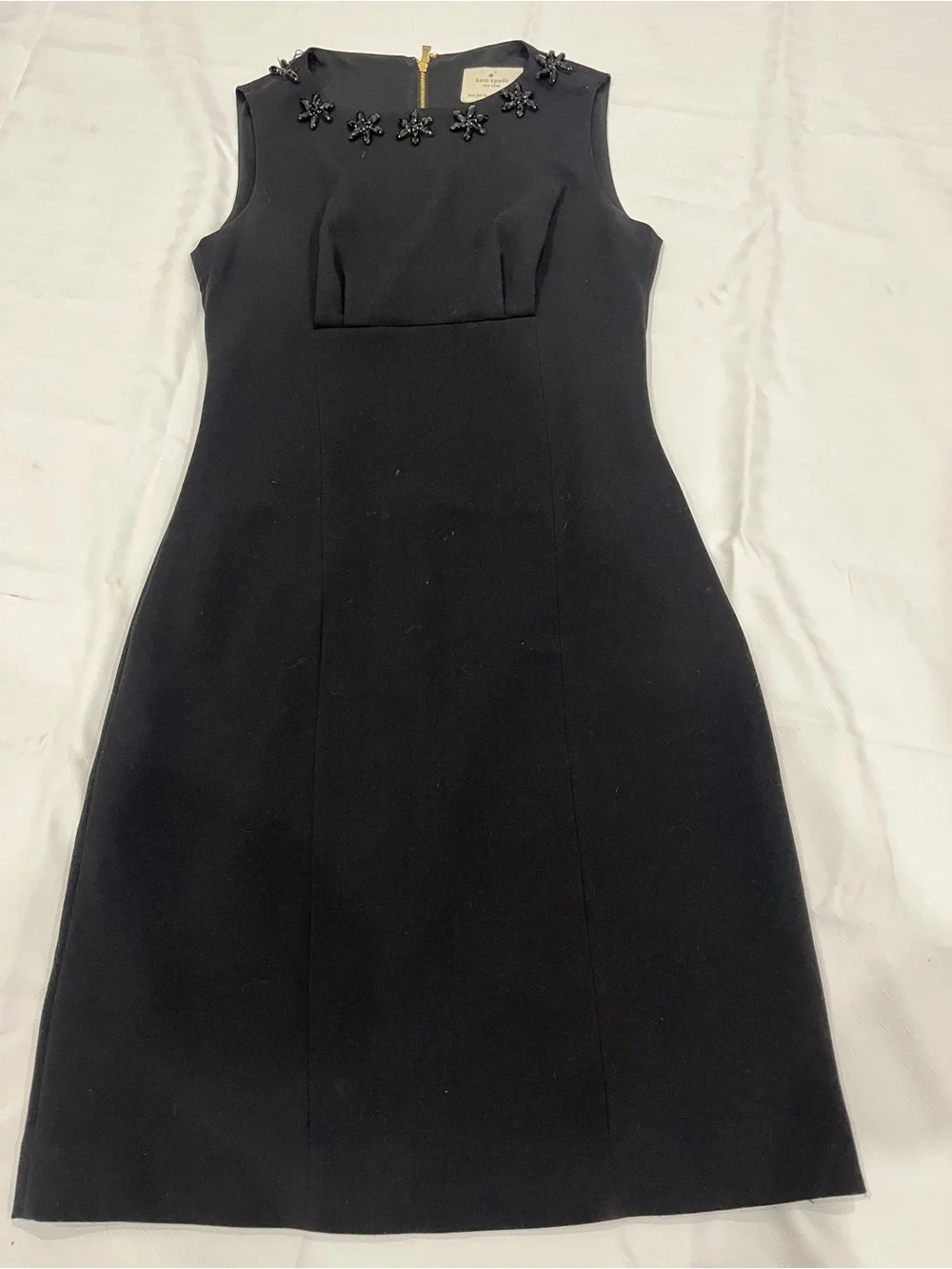 kate spade Black Sleeveless A-Line Dress with Embellished Neckline - Picture 2 of 11